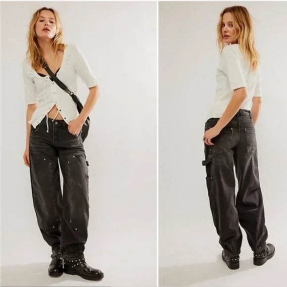 Free People  Loren High Rise Carpenter Barrel Jean in Moonlit Size 27 NWT - Picture 1 of 16